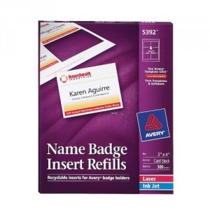 Avery 05392 Averyreg; Laserinkjet Badge Insert Refills - Laser, Inkjet