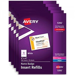 Avery 05392 Averyreg; Laserinkjet Badge Insert Refills - Laser, Inkjet