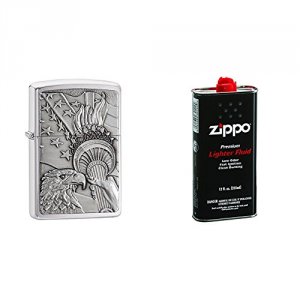 Zippo 20895 Patriotic Brushed Chrome Lighter - Gift Boxed