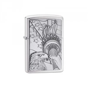 Zippo 20895 Patriotic Brushed Chrome Lighter - Gift Boxed