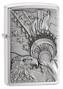 Zippo 20895 Patriotic Brushed Chrome Lighter - Gift Boxed