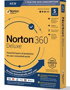 Symantec 21390011 Norton 360 Deluxe For Up To 5 Devices, Provides Powe