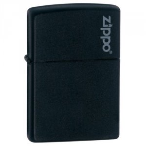 Zippo 218ZL Black Matte Lighter With Signature Logo