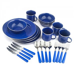 Stansport 11220 24-piece Enamel Camping Tableware Set