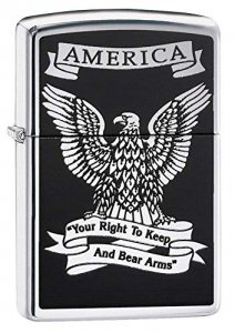 Zippo 28290 High Polish Chrome Second Amendment Eagle Lighter