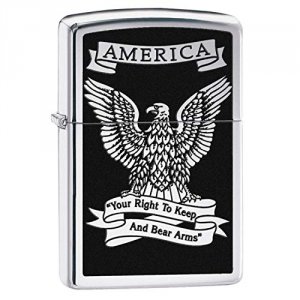 Zippo 28290 High Polish Chrome Second Amendment Eagle Lighter