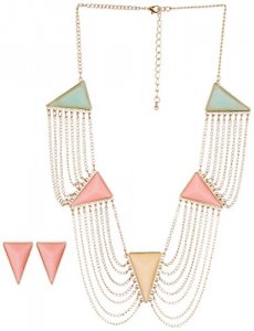 Breezy 10016112 Triangle Stone Necklace And Earrings Jewelry Set