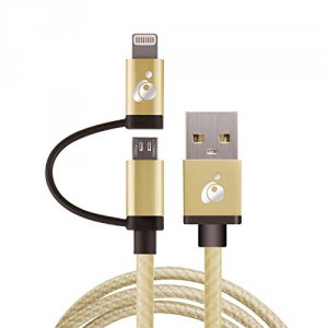 Iogear GUML01-GLD 2 In 1 Lightning Micro Usb Charge And Sync Cable Gol