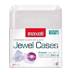 Hitach 190069D Maxell Cd-360 Storage Case, Jewel Box, Clear,12pk