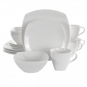 Elama EL-DELUXESQUARE Deluxe Square 16 Piece Porcelain Dinnerware Set 