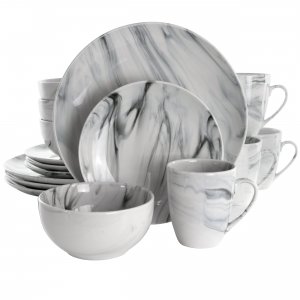 Elama EL-FINEMARBLE Fine Marble 16 Piece Stoneware Dinnerware Set In B