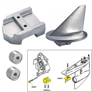 Tecnoseal 20800 Anode Kit Whardware - Mercury Alpha 1 Gen 1 - Zinc