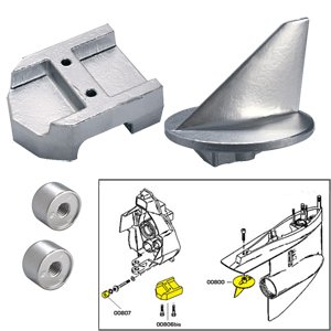 Tecnoseal 20800 Anode Kit Whardware - Mercury Alpha 1 Gen 1 - Zinc