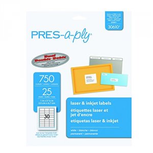 Avery 30610 Pres-a-ply 1 X 2 58 White Laser 30 Labelssheet (25 Sheetsp