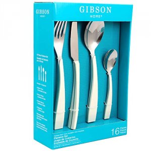 Gibson 80143.16 Home Deco Shine 16 Piece Flatware Set In White