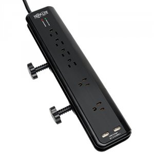 Tripp Tlp606dmusb Surge Protector Power Strip Desk Mount 120v Usb 6 Ou