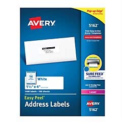 Avery 5162-04 Averyreg; Easy Peel Mailing Laser Labels - Permanent Adh