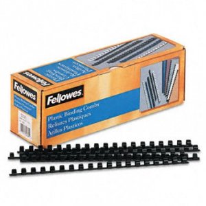 Fellowes 52325 Plastic Combs - Round Back, 38 , 55 Sheets, Black, 100 