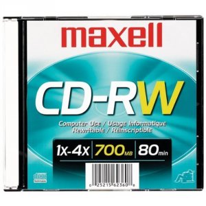 Maxell 630010 Disc, Cd-rw 80 Min, Branded, Slimline