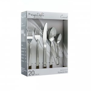 Megachef MCFW-CRAVAT-SILVER Cravat 20 Piece Flatware Utensil Set, Stai