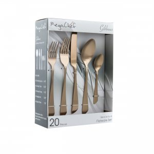 Megachef MCFW-GIBBOUS-ROSEGOLD Gibbous 20 Piece Flatware Utensil Set, 