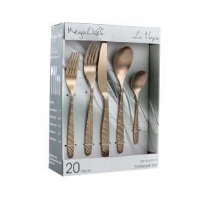 Megachef MCFW-LA VAGUE-MATTEROSEGOLD La Vague 20 Piece Flatware Utensi