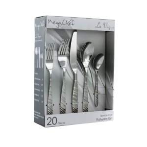 Megachef MCFW-LA VAGUE-SILVER La Vague 20 Piece Flatware Utensil Set, 