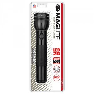 Maglite S2D016 Heavy-duty Incandescent 2-cell D Flashlight, Black