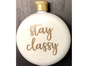 Bulk MK317 Stay Classy 3oz White Flask