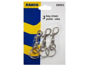 Bulk CH489 3 Pk Snap Clip Key Chain Set