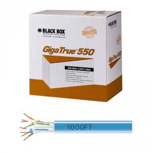 Black EYN870A-PB-1000 Gigatrue 550 Cat6 Bulk   1000ft, Pvc, Blue Plbox