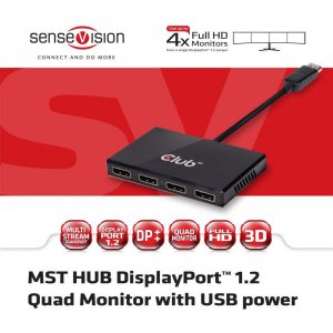 Club 9V2817 Multi Stream Transport (mst) Hub Displayport 1.2 Quad Moni