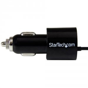 Startech ZA2079 .com Black Dual Port Car Charger With Lightning Cable 