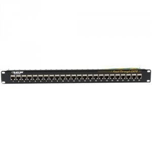 Black JPM814A Cat6 Feed-through Patch Panel, Shielded,