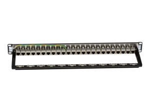 Black JPM814A Cat6 Feed-through Patch Panel, Shielded,