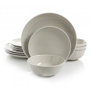 Gibson 120978.12 Home Pandora 12 Piece Ceramic Dinnerware Set In Cream