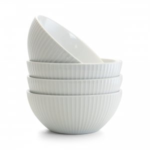 Gibson 93921.01 Elite Seer Sucker 4 Piece 6 Inch Ceramic Cereal Bowls 