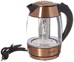 Brentwood RA44054 1.8-liter Electric Glass Kettle With Tea Infuser Btw