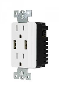 Datacomm 48-0204-WH 48-0204-wh Decor Duplex 4-amp Usb Charger  Outlet