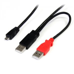 Startech DR6211 1 Ft Usb Y Cable For External Hard Drive - Dual Usb A 