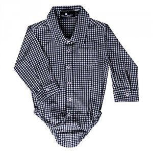 Troy 1Q4552 Black And White Gingham Onesie, 12 Months - Gingham Onesie