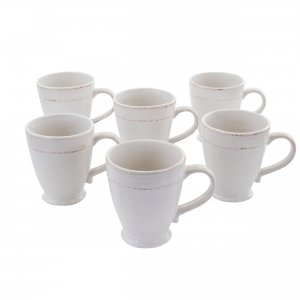 Capri 114595.01 Corda 6 Piece 14 Ounce Stoneware Cup Set In White