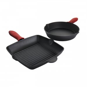 Megachef MCCI-490 Pre-seasoned 4 Piece Cast Iron Set With Silicone Han