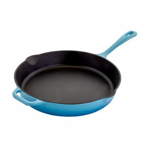 Megachef MG-FR30CB 12 Inch Round Enamel Cast Iron Skillet In Blue