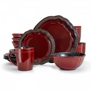 Elama EL-REGENCY16 Regency 16 Piece Luxurious Stoneware Dinnerware Wit