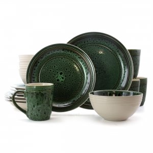 Elama EL-BLUEJADE16 Blue Jade 16 Piece Luxurious Stoneware Dinnerware 