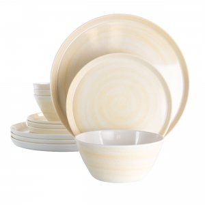 Elama EL-CRAFTEDCLAY Crafted Clay 12 Piece Lightweight Melamine Dinner