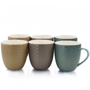 Elama EL-HONEYSUCKLE Honeysuckle 6-piece 15 Oz. Mug Set, Assorted Colo