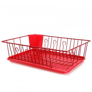 Megachef DR-103 17.5 Inch Red Dish Rack With 14 Plate Positioners And 