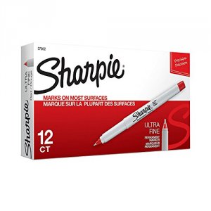 Sharpie SAN37002 37002 Permanent Markers, Ultra Fine Point, Red, 12 Co